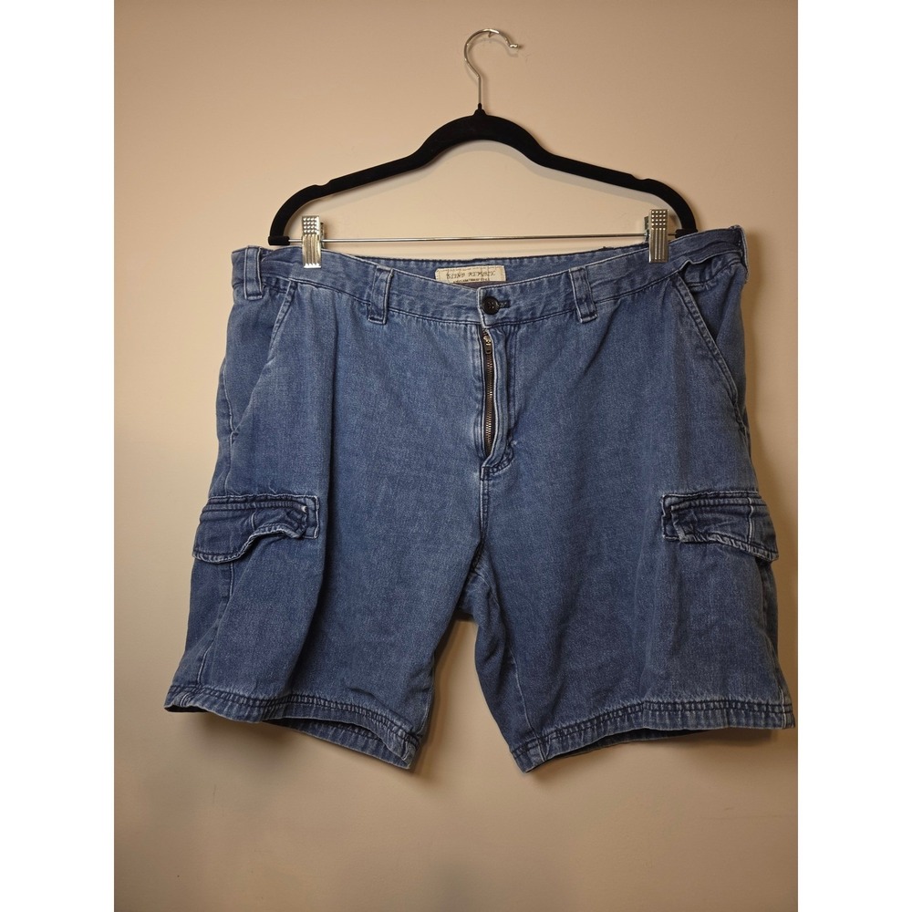 Y2K Island Republic Men Denim Cargo Shorts Blue 100% Cotton Size 38W Medium Wash